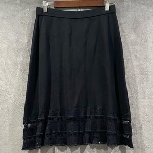 ST. JOHN EVENING Santana Knit Black Sequin Embellished Skirt Size 8